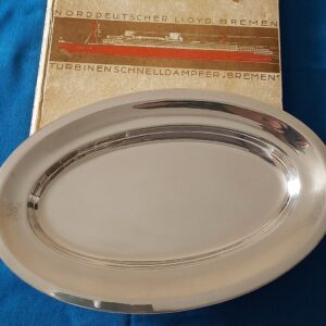 Ovale Servierplatte – versilbert – datiert 1928 – TS BREMEN, Norddeutscher Lloyd