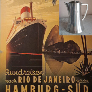 Art Déco – große maritime Kaffeekanne ca. 1930 – Krupp Berndorf, versilbert – Hamburg-Südamerikanische Dampfschifffahrtsgesellschaft