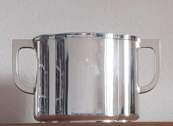 Art Déco Entwurf ca. 1930 - ovaler ChampagnerKühler für 2-3 Flaschen - WMF versilbert - TS "BREMEN", Norddeutscher Lloyd – Bild 5