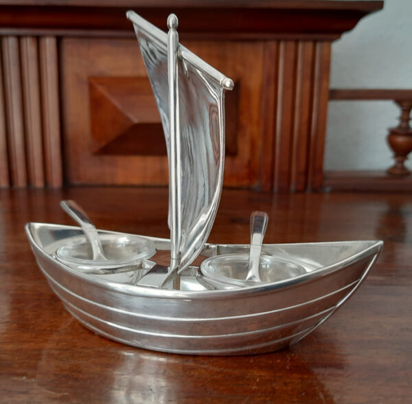 Extrem selten! - Figürliche Salière 1920er Jahre - Christofle versilbert - Hamburg-Amerika-Linie – Bild 9