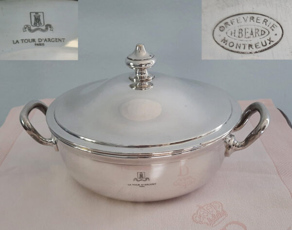 Servierschüssel mit Deckel 1930er Jahre - Orfèvrerie H. Beard Montreux - aus legendärem Pariser Restaurant – Bild 2