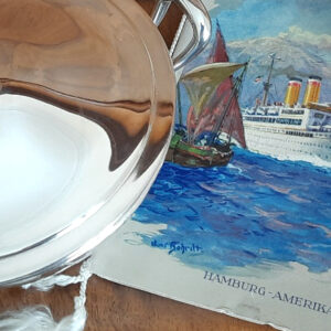 Kleine maritime Servierschüssel / Deckel 1920er Jahre – versilbert Wellner – Hamburg-Amerika-Linie (H.A.P.A.G.)