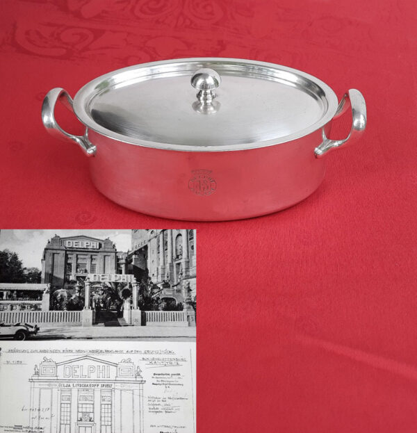 Art Déco - ovale Servierschüssel mit Deckel 1928, versibert Original Wellner, aus legendärem Berliner Tanzpalast – Bild 2