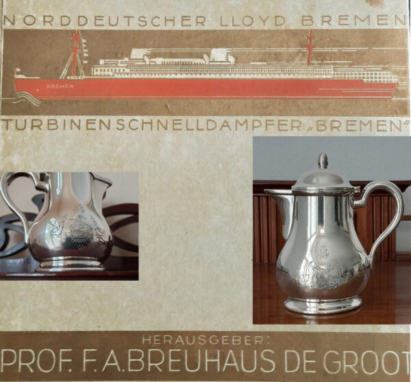 Seltene Portions-Kaffeekanne von 1934  versilbert Original Wellner  TS "Bremen", Norddeutscher Lloyd