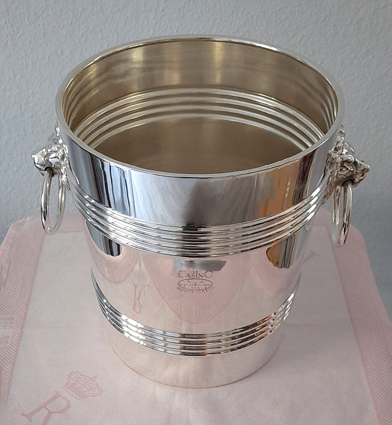 ChampagnerKühler mit Löwenköpfen um 1910 Krupp Berndorf versilbert aus dem Casino in Monte Carlo – Bild 8