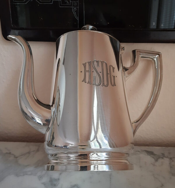 Große maritime Kaffeekanne  1914  versilbert Original Wellner  Hamburg-Süd-Reederei – Bild 5