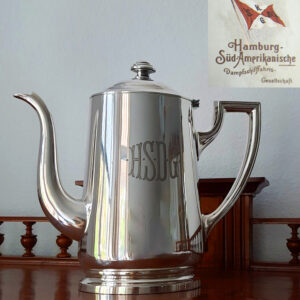 Große maritime Kaffeekanne  1914  versilbert Original Wellner  Hamburg-Süd-Reederei