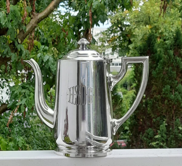Große maritime Kaffeekanne  1914  versilbert Original Wellner  Hamburg-Süd-Reederei – Bild 7