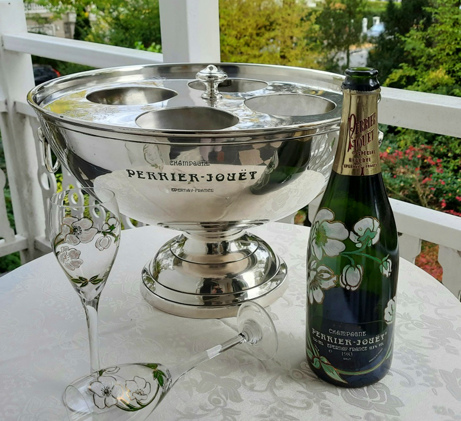 Seltene versilberte Champagnerschüssel 1960er Jahre - Perrier-Jouët, Paris – Bild 11