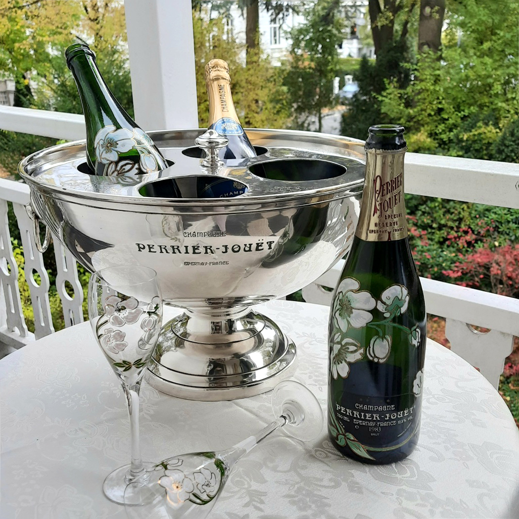 Seltene versilberte Champagnerschüssel 1960er Jahre - Perrier-Jouët, Paris