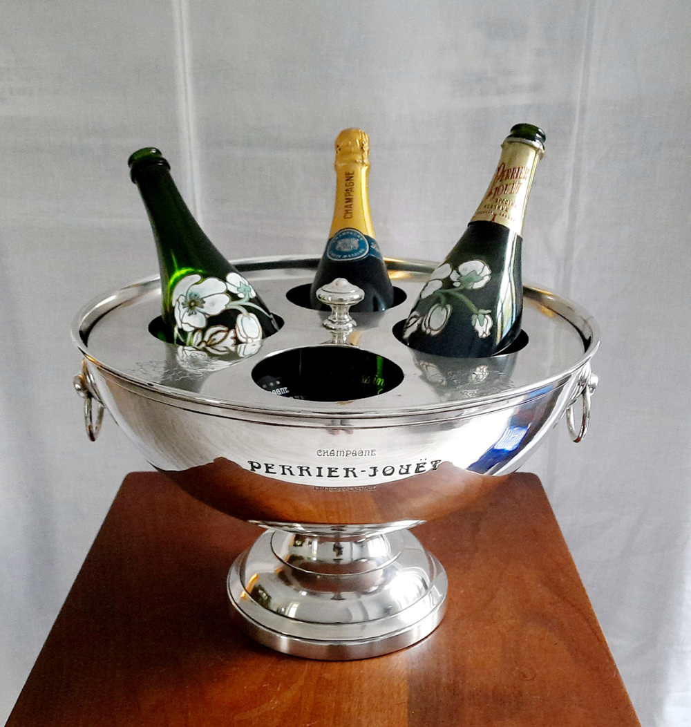 Seltene versilberte Champagnerschüssel 1960er Jahre - Perrier-Jouët, Paris – Bild 3