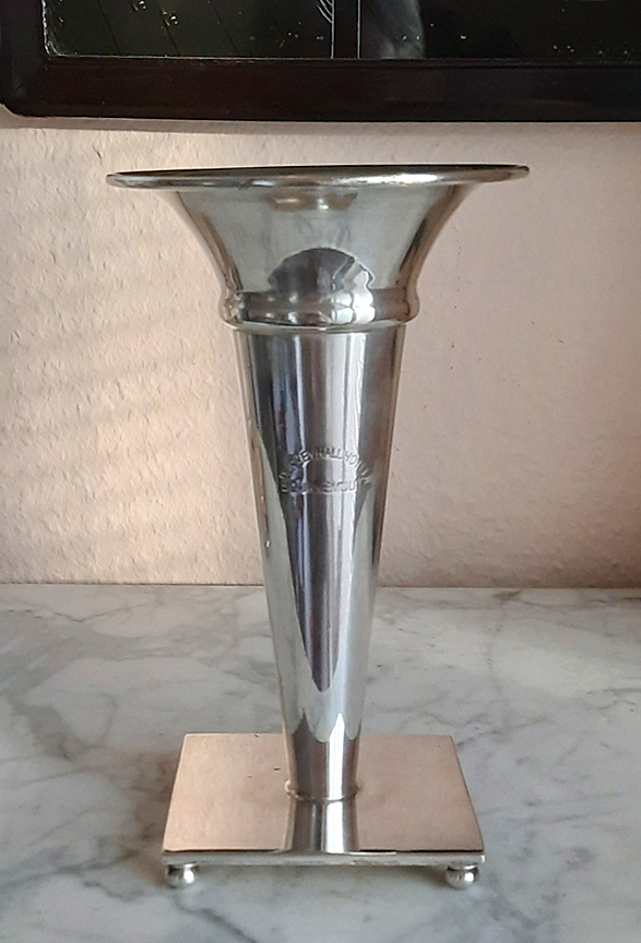 Art Déco elegante Tischvase um 1930 versilbert Dobson & Sons Durley Hall Hotel, Bournemouth – Bild 10