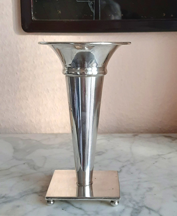 Art Déco elegante Tischvase um 1930 versilbert Dobson & Sons Durley Hall Hotel, Bournemouth – Bild 9