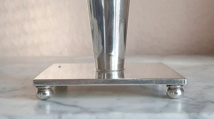 Art Déco elegante Tischvase um 1930 versilbert Dobson & Sons Durley Hall Hotel, Bournemouth – Bild 7