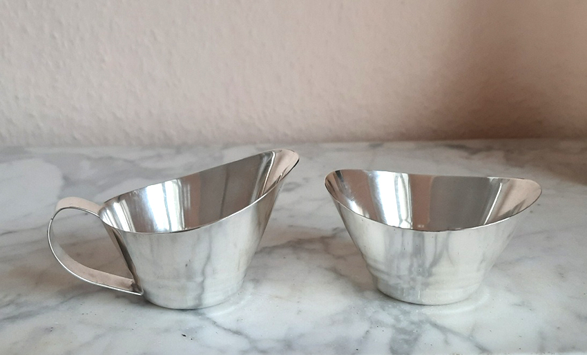 Bauhaus-Entwurf 1930er Jahre 3-teiliges Set WMF versilbert Hotel ELEPHANT, Weimar – Bild 6