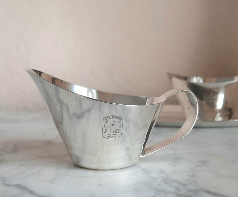 Bauhaus-Entwurf 1930er Jahre 3-teiliges Set WMF versilbert Hotel ELEPHANT, Weimar – Bild 3