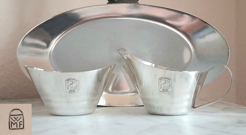 Bauhaus-Entwurf 1930er Jahre 3-teiliges Set WMF versilbert Hotel ELEPHANT, Weimar – Bild 2