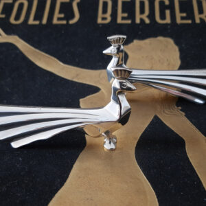 Paar figürliche Messerbänkchen 1950er Jahre  KünstlerEntwurf  versilbert Christofle aus berühmtem Pariser RevueTheater