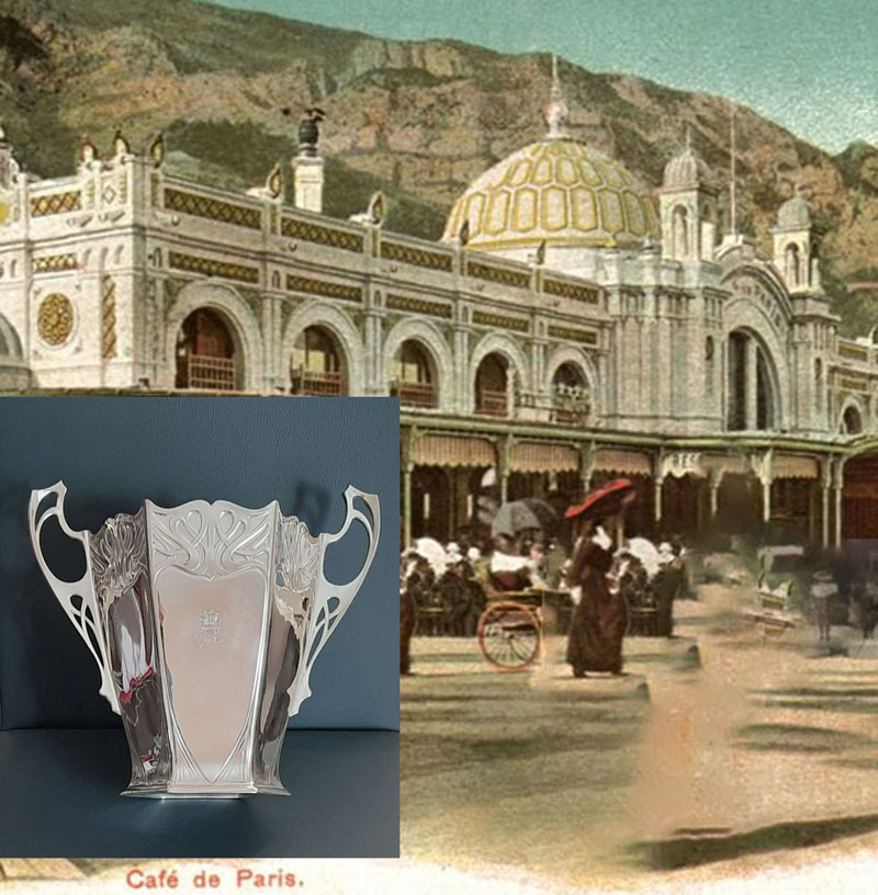 Belle Époque - Seltener Jugendstil Champagnerkühler um 1905 WMF versilbert aus legendärem Restaurant in Monte Carlo