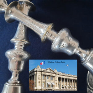 Antikes Paar versilberter Kerzenleuchter um 1895   Cailar Bayard  aus dem Pariser Palasthotel Hôtel de Crillon