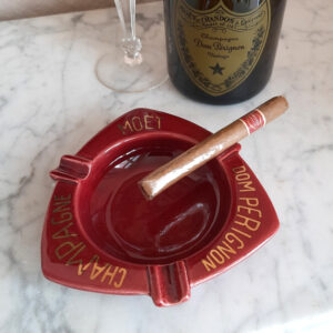 Mid-Century Reklame-Keramik  Aschenbecher ca. 1940  DOM PERIGNON / MOËT Champagne