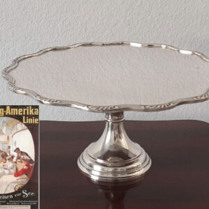 Seltene antike Tortenplatte um 1900  versilbert  maritime Provenienz: Hamburg-Amerika-Linie (H.A.P.A.G.)