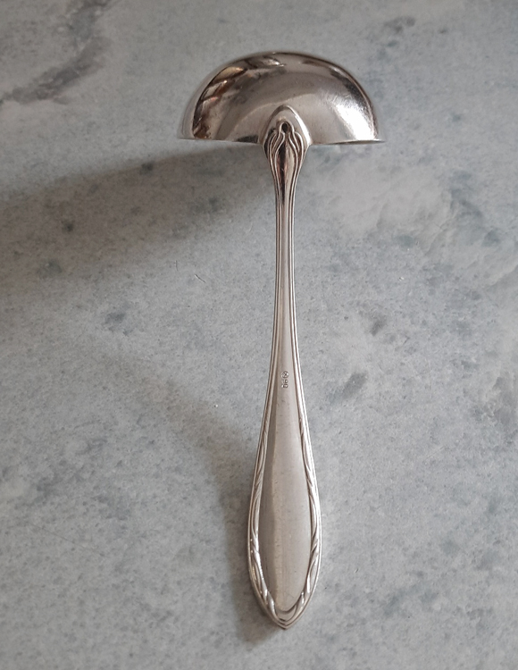 Kleine Servierkelle + 2 Aufschnittgabeln von 1929 versilbert Koch & Bergfeld Passagierdampfer BREMEN, Norddeutscher Lloyd – Bild 5