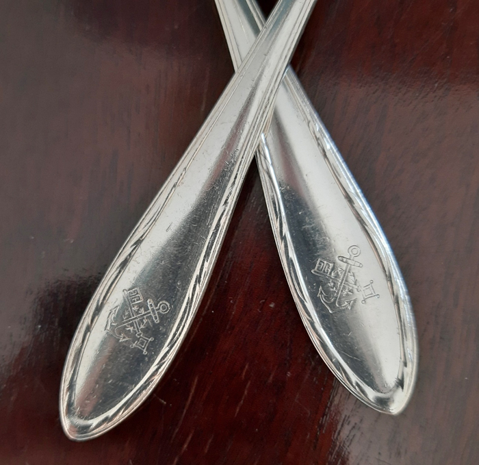 6 maritime Esslöffel von 1929 versilbert Koch & Bergfeld Passagierdampfer BREMEN, Norddeutscher Lloyd – Bild 3