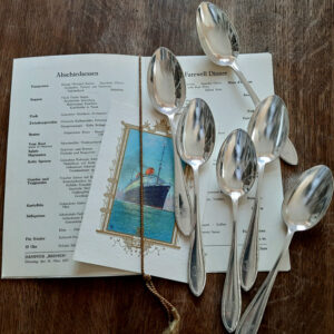 6 maritime Esslöffel von 1929  versilbert  Koch & Bergfeld  Passagierdampfer BREMEN, Norddeutscher Lloyd