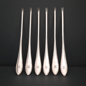 6 Hummergabeln 1929 versilbert, Koch & Bergfeld von Bord des Passagierdampfers BREMEN, Norddeutscher Lloyd