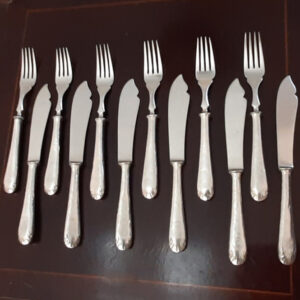 Antikes Fischbesteck 6 Pers. von 1909  versilbert  Christofle  aus legendärem Hamburger Grandhotel