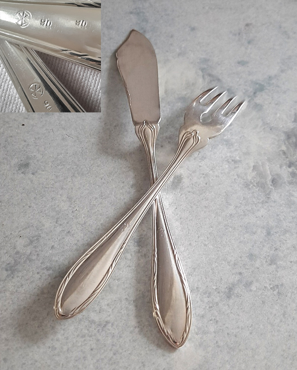 2-tlg. Fischbesteck von 1930 versilbert Koch & Bergfeld TS BREMEN Norddeutscher Lloyd – Bild 9