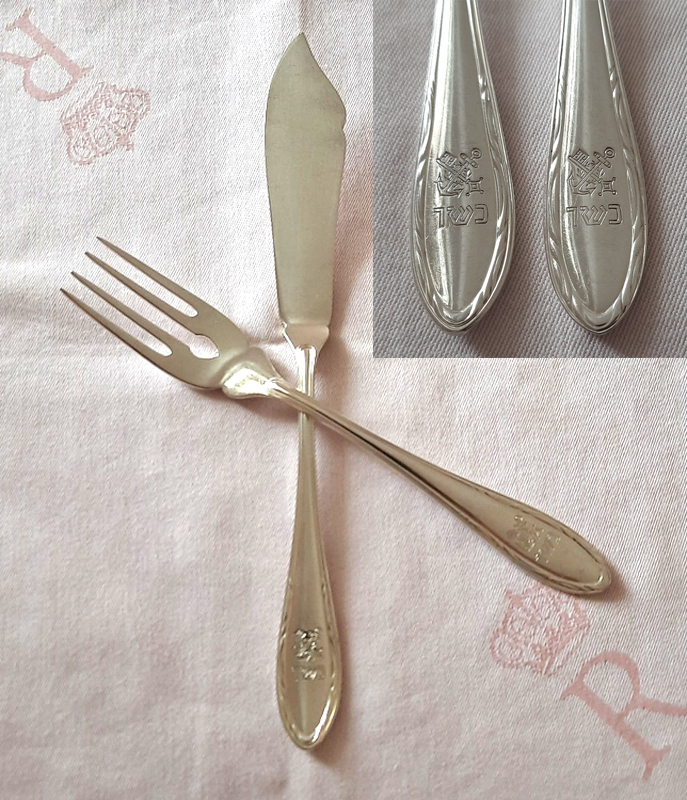 2-tlg. Fischbesteck von 1930 versilbert Koch & Bergfeld TS BREMEN Norddeutscher Lloyd – Bild 4