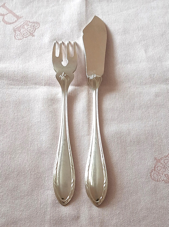 2-tlg. Fischbesteck von 1930 versilbert Koch & Bergfeld TS BREMEN Norddeutscher Lloyd – Bild 5