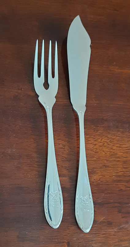 2-tlg. Fischbesteck von 1930 versilbert Koch & Bergfeld TS BREMEN Norddeutscher Lloyd – Bild 3