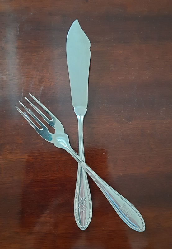 2-tlg. Fischbesteck von 1930 versilbert Koch & Bergfeld TS BREMEN Norddeutscher Lloyd – Bild 6