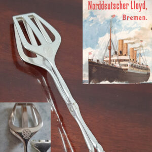 Maritime Gebäckzange um 1910  versilbert  Koch & Bergfeld  Norddeutscher Lloyd, Bremen