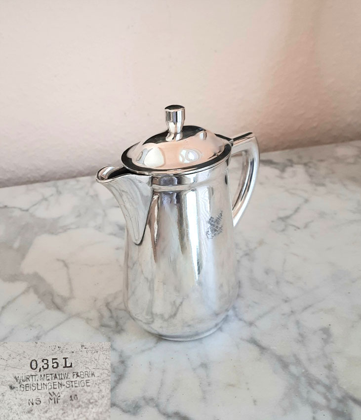 Maritimes Portions-Kaffeekännchen von 1959 versilbert, WMF Provenienz: TS "BREMEN", Norddeutscher Lloyd – Bild 3