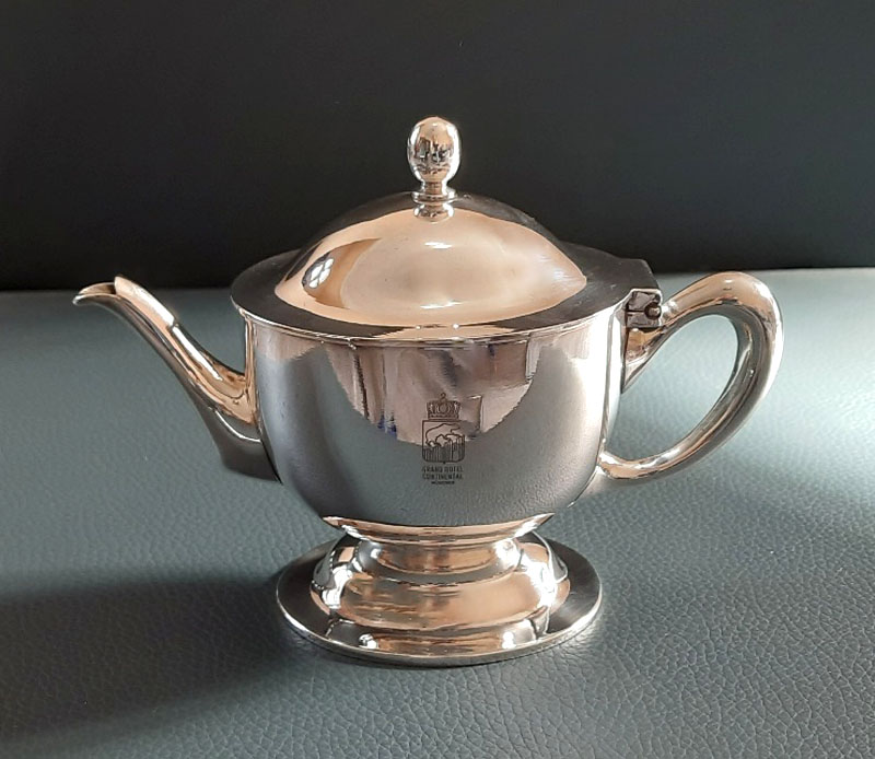 Art Déco versilbertes Teekännchen ca. 1925 Silberschmiede Jean Held GmbH, Frankfurt Hotel Continental München – Bild 2