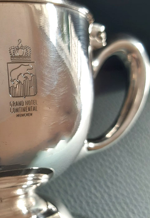 Art Déco versilbertes Teekännchen ca. 1925 Silberschmiede Jean Held GmbH, Frankfurt Hotel Continental München – Bild 5