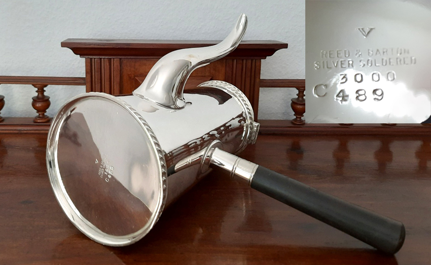 Seltene US Navy Kaffee-, Kakao- und/oder Teekanne um 1940, qualitätsvoll versilbert, Reed & Barton U.S.A. – Bild 3