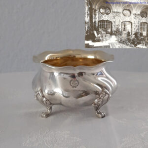 Zauberhaftes Tischschälchen für Pralinen etc. um 1925/30, versilbert – innen vergoldet, aus ehemaligem Berliner Grandhotel