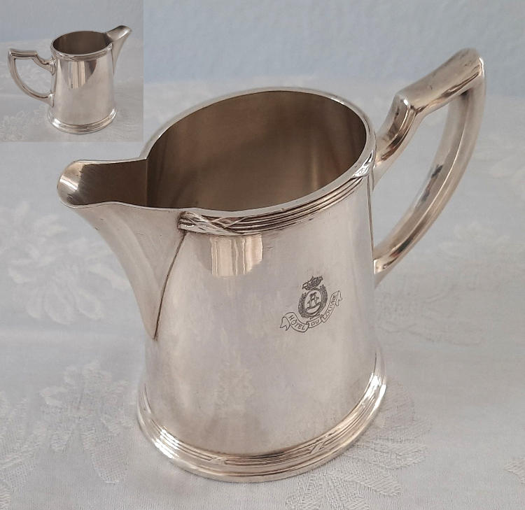 Kaffeekern um 1915, Kreuzband Dekor, versilbert C.F. Hutschenreuter, aus legendärem Pariser Grandhotel – Bild 7