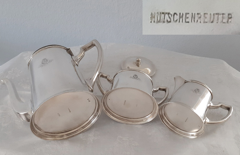 Kaffeekern um 1915, Kreuzband Dekor, versilbert C.F. Hutschenreuter, aus legendärem Pariser Grandhotel – Bild 10