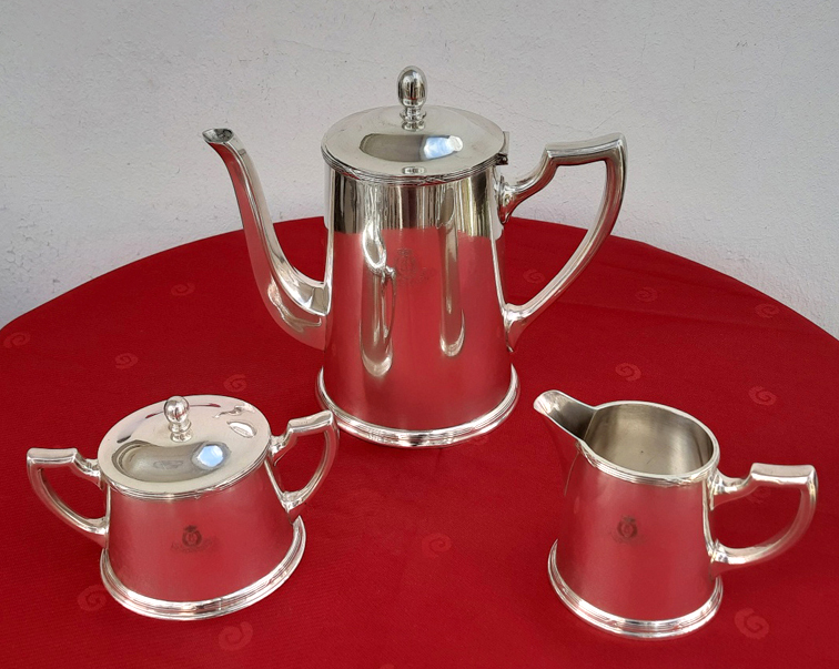 Kaffeekern um 1915, Kreuzband Dekor, versilbert C.F. Hutschenreuter, aus legendärem Pariser Grandhotel – Bild 13