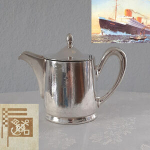 Maritimes Teekännchen von 1929, versilbert Gebr. Hepp, 1st-class-Service Dampfer „BREMEN“, Norddeutscher Lloyd