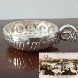 Seltener antiker Tastevin Ende 19. Jhdt., versilbert ORBRILLE Paris, aus legendärem Pariser Spezialitäten-Restaurant