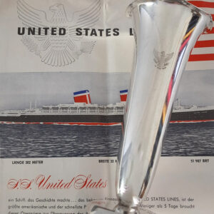 Seltene kleine Tischvase 1950er Jahre,  versilbert WMF,  Steam Ship „United States“, United States Lines