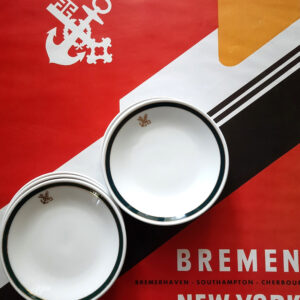 6 maritime Brot-/Gebäckteller von 1959 – Rosenthal, handbemalt – aus dem Bordgeschirr des Dampfers „BREMEN“, Norddeutscher Lloyd