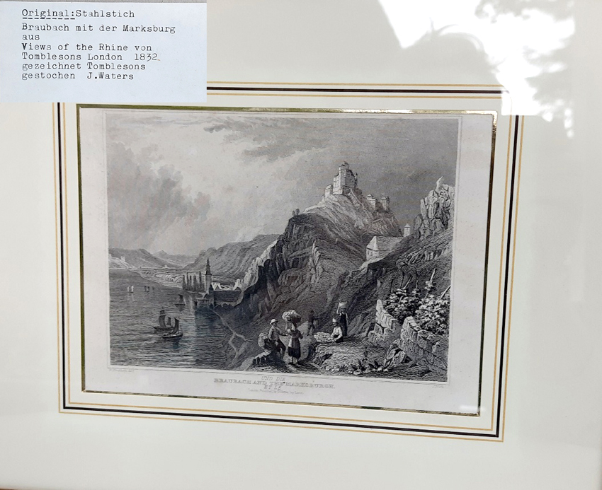 Sammlung historischer Rheinansichten - Reisen entlang des romantischen Rheins - 14 Original Stahlstiche zeigen Burgenlandschaften im 19. Jahrhundert – Bild 14